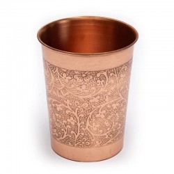 Vaso de Cobre con Diseño Floral Grabado