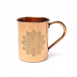 TAZA COBRE CON MANDALA GRABADO